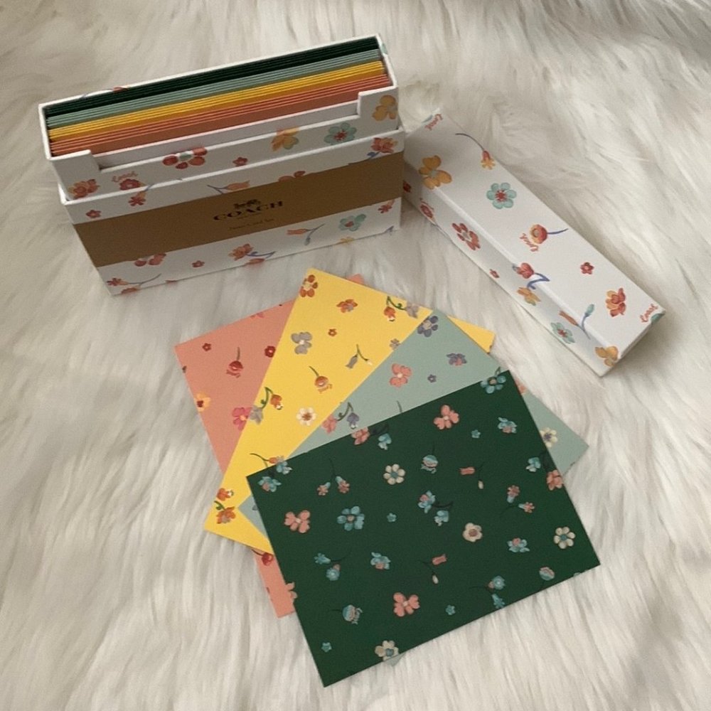 COACH Mystical Floral Print Boxed Note Cards with Envelopes